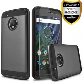 Motorola Moto G5 Case, 2-Piece Style Hybrid Shockproof Hard Case Cover with [Premium Screen Protector] Hybird Shockproof And Circlemalls Stylus Pen (Black)